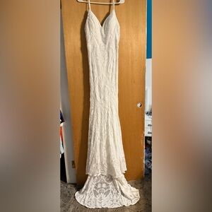 Sequin Wedding Dress Sz Large (8/10)